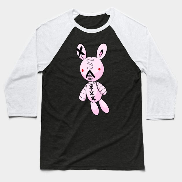 Pink Bunny Rabbit Doll Stitch Bandage Stitches Meiruko Lucky Charm Baseball T-Shirt by XTUnknown